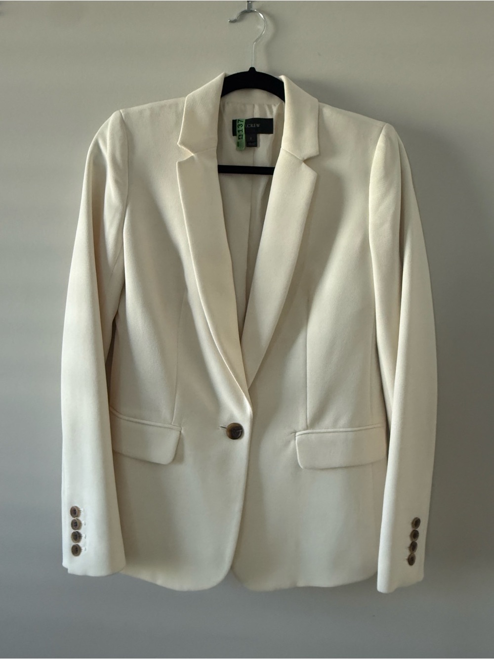 J. Crew Cream Single-Button Tailored Blazer